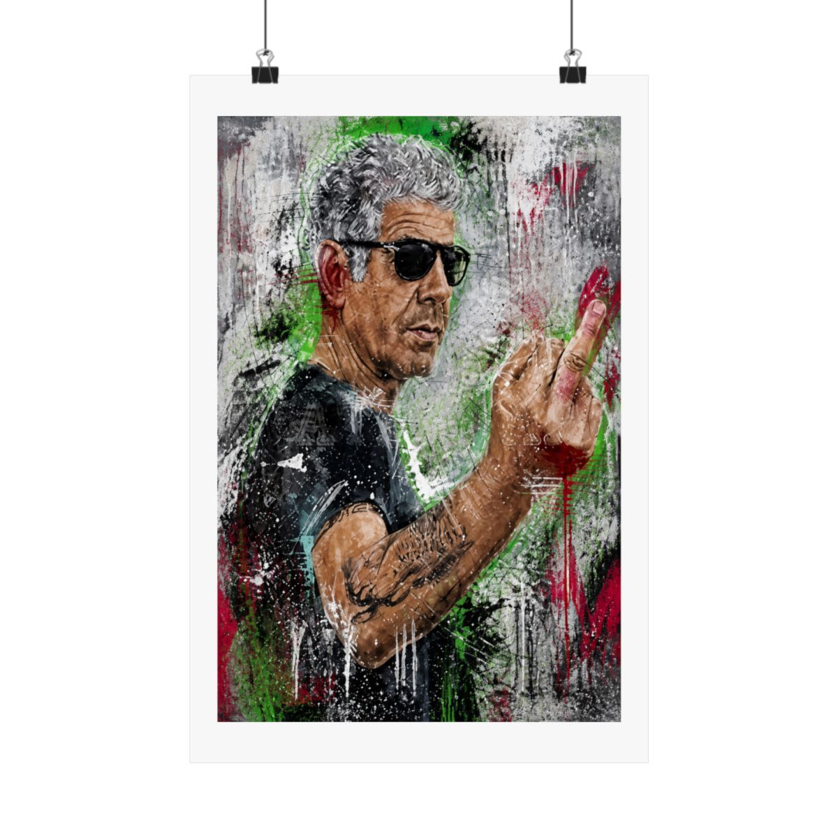 Abstract Anthony Bourdain Poster Anthony Bourdain Portrait Art Posters Painting for Living Room Bedroom Decor 12x18inch(30x45cm) Unframe-style - alternate angle 1, merchandise