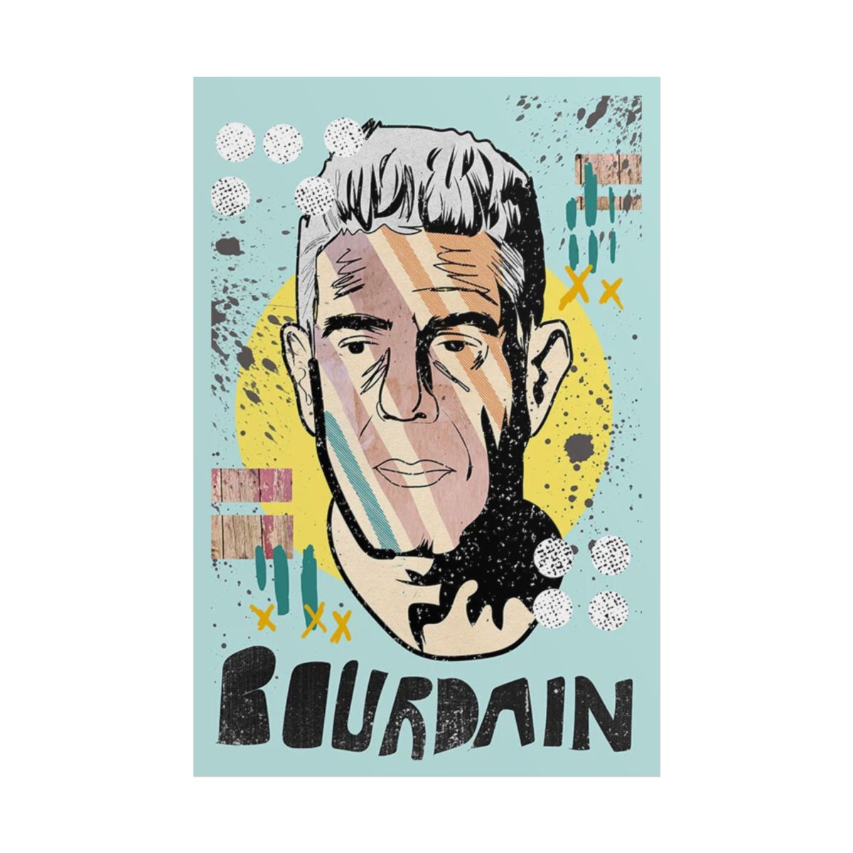 Anthony Bourdain Portrait Poster | Rolled Poster, Pop Art Travel Chef Wall Art | Anthony Bourdain Merch